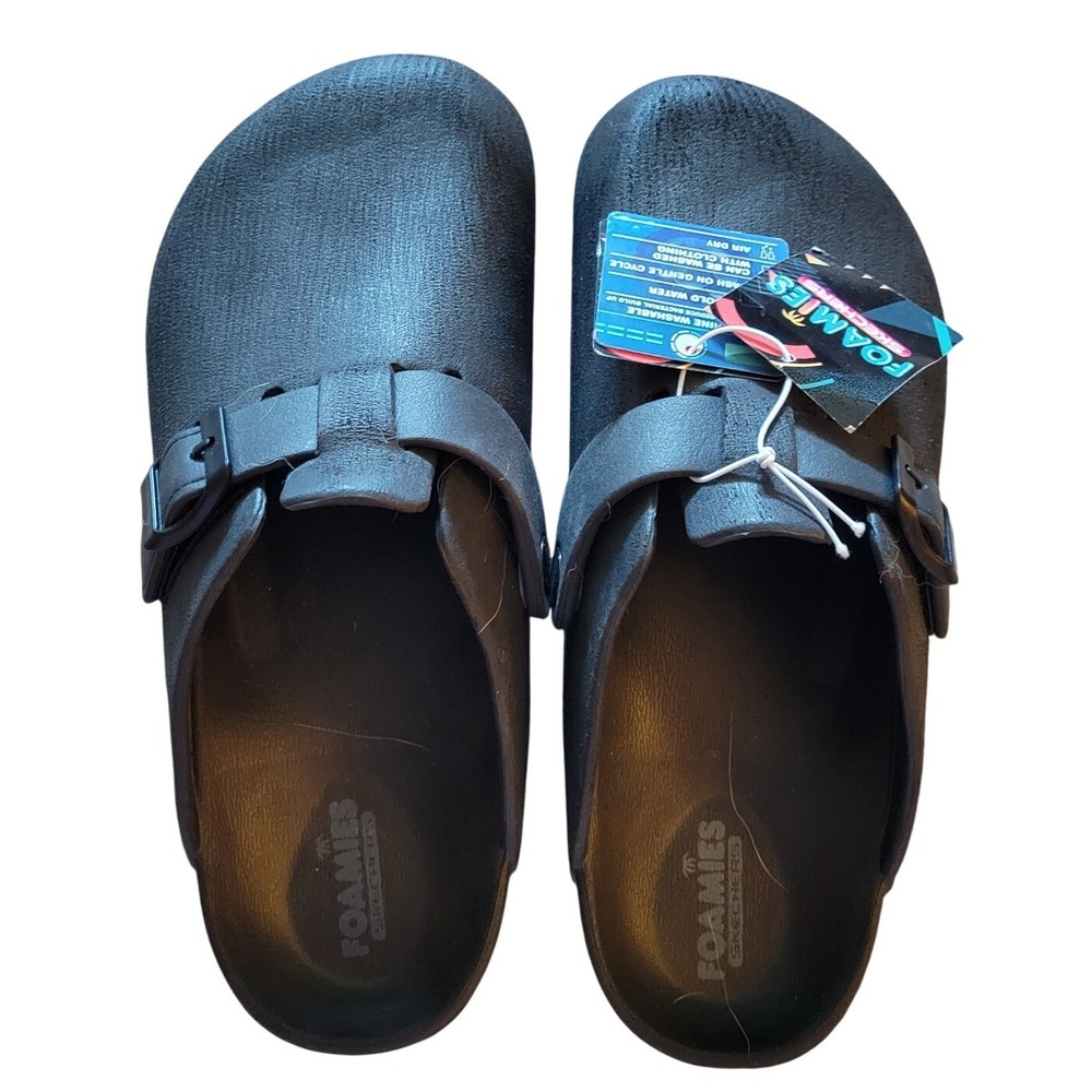 Skechers Foamies Mens Black Clog Sandals Slip On Buckle Shoes 243070 Size 10 NEW